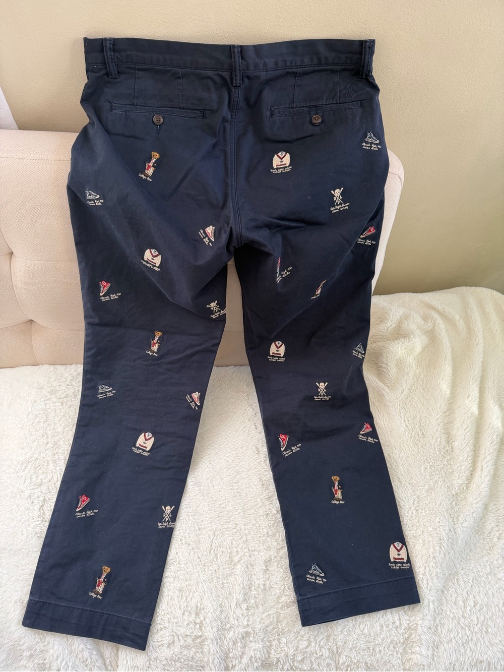 Polo by Ralph Lauren Navy Embroidered Pants - Picture 4 of 6